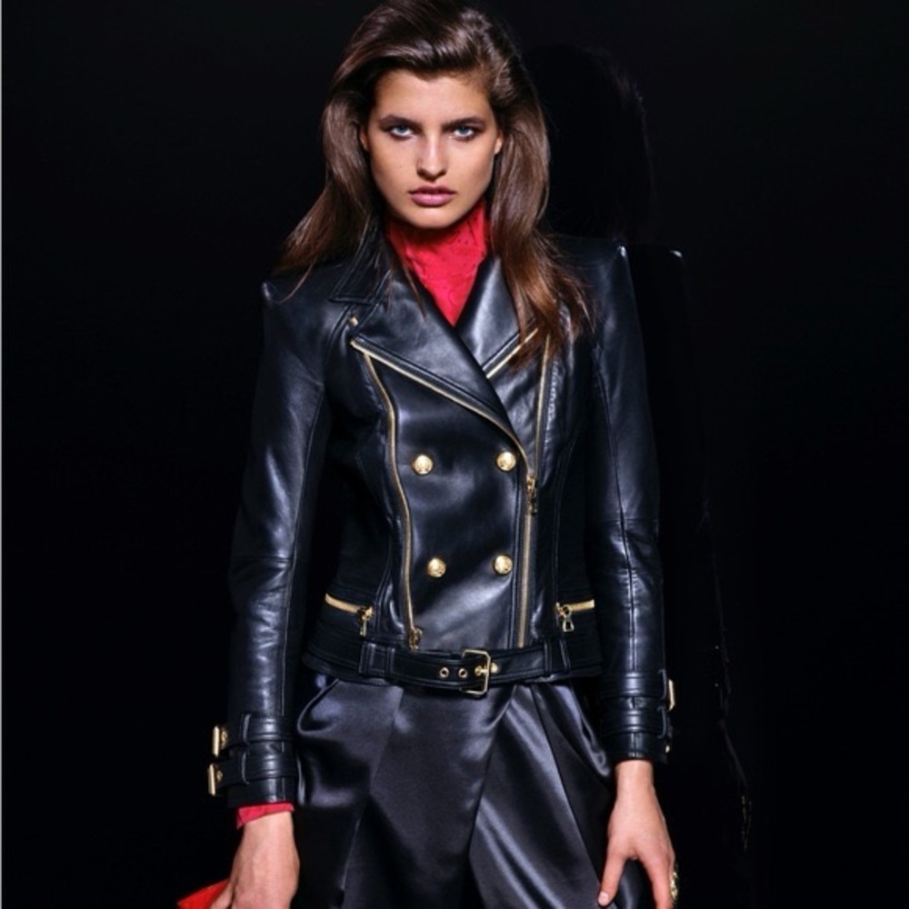 Balmain x H&M Black and Gold Leather Jacket